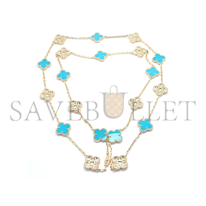 VAN CLEEF & ARPELS YELLOW GOLD DIAMOND TURQUOISE NECKLACE 226869 VAN CLEEF & ARPELS YELLOW GOLD DIAMOND TURQUOISE NECKLACE 226869